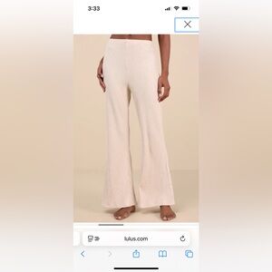 Lulu's Beige Ribbed Wide-Leg Pants